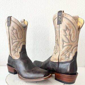 Rod Patrick Mens Cowboy Boots 12.5A Antique Mocha Bison Brown Western Blunt Toe